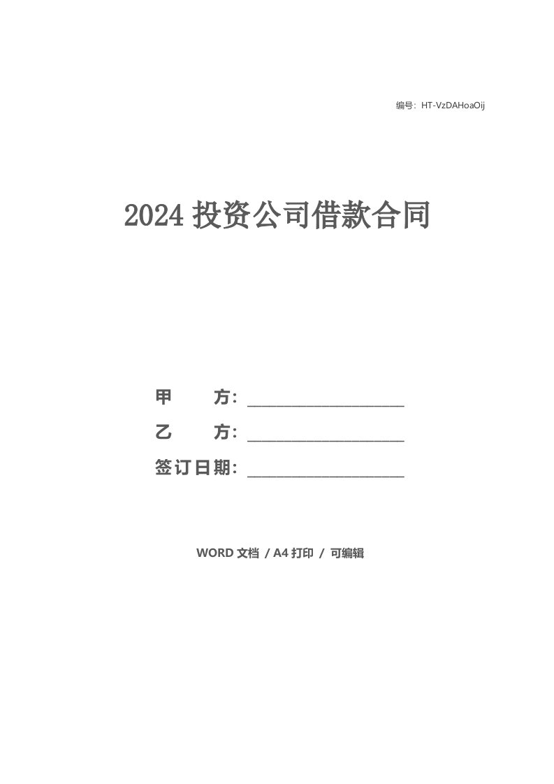 2024投资公司借款合同