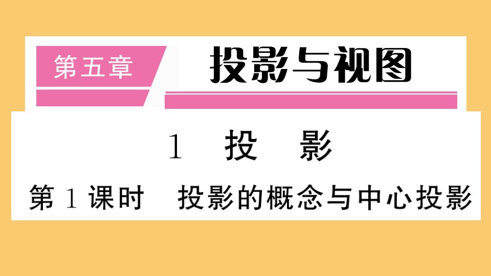 江西专版2021秋九年级数学上册第五章投影与视图5.1第1课时投影的概念与中心投影小册子作业课件新版北师大版