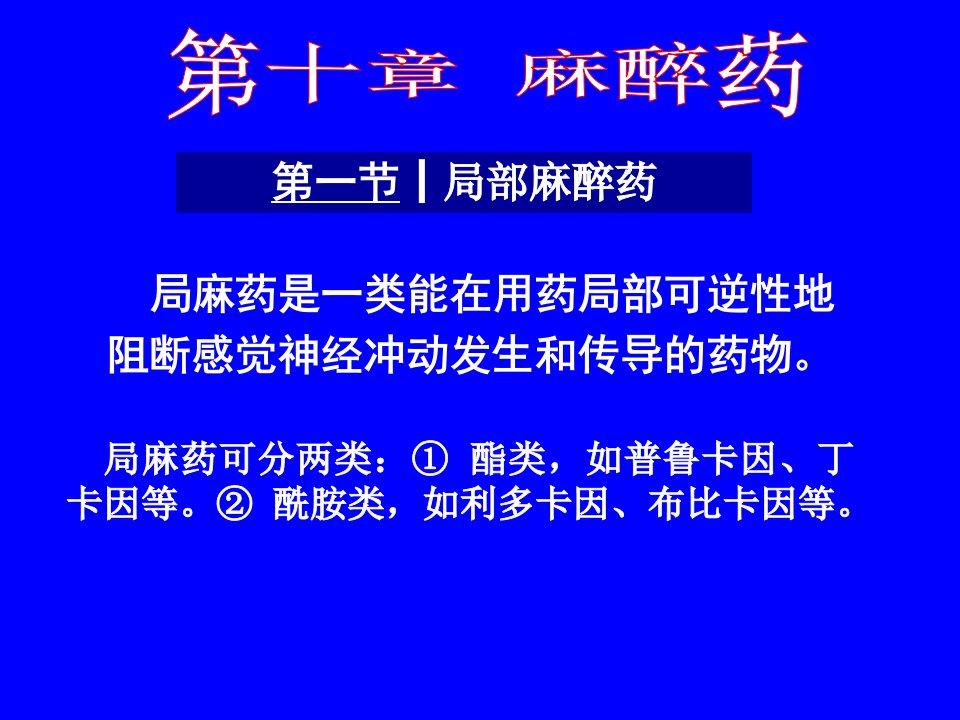 药理学课件第十章麻醉药