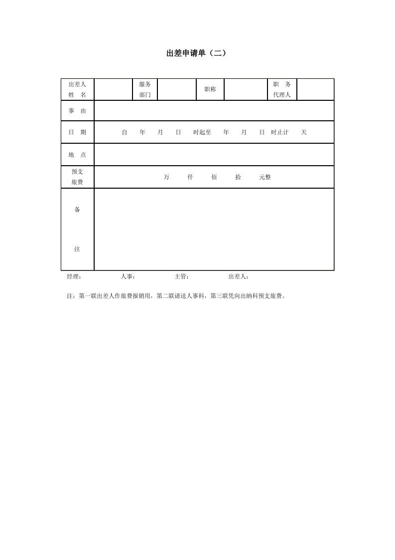 出差申请单(二)