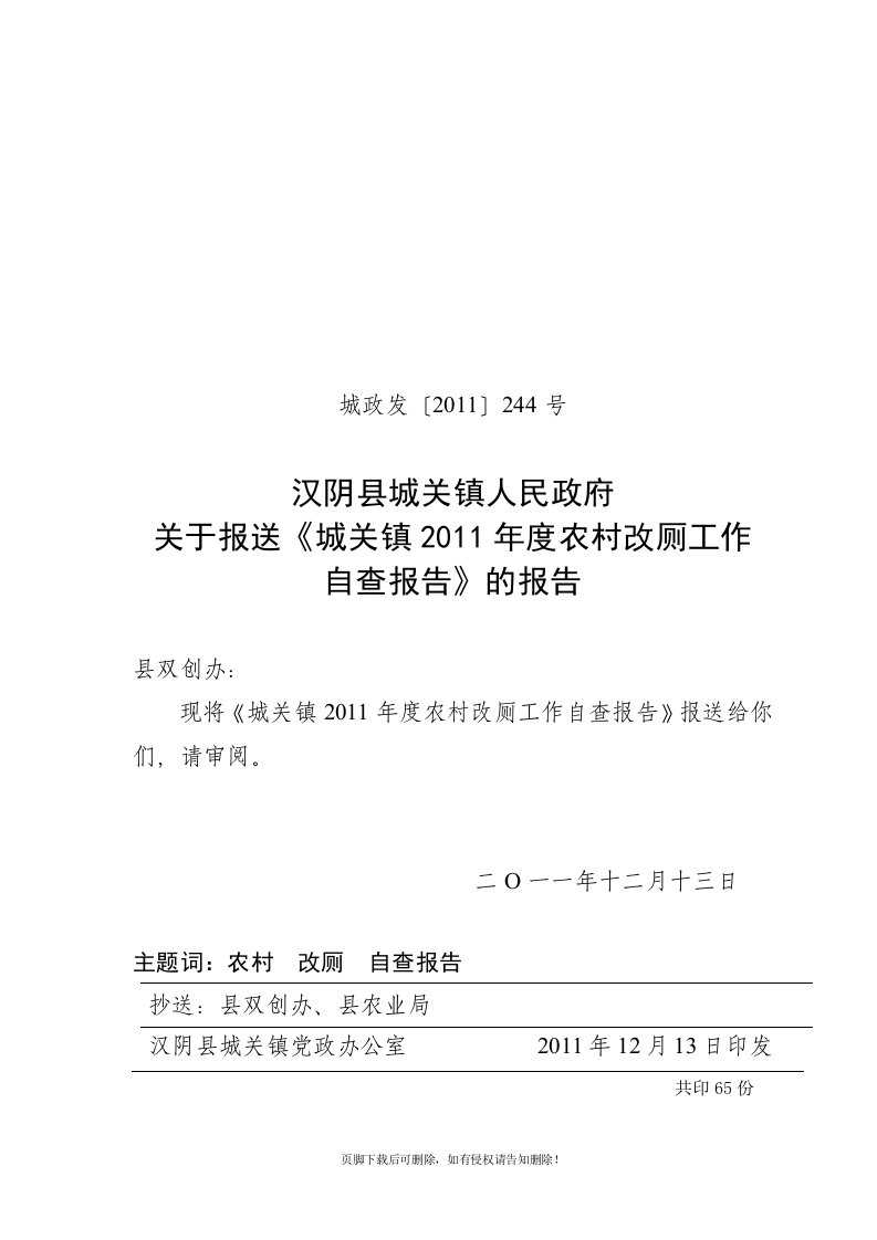 农村改厕工作自查报告