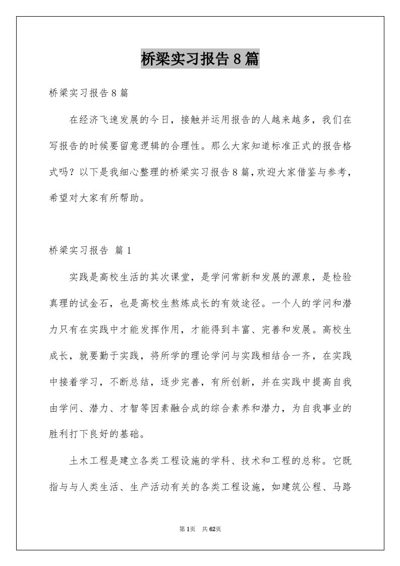 桥梁实习报告8篇