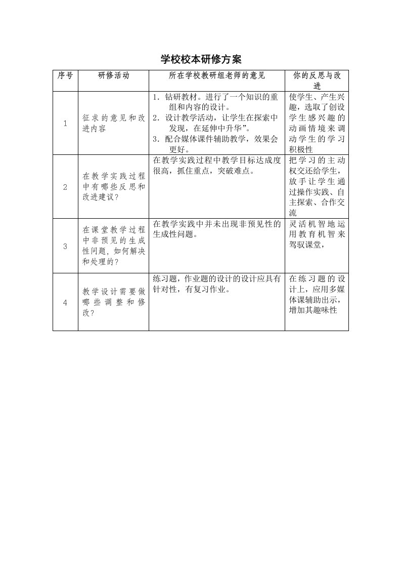 校本研修教学设计方案