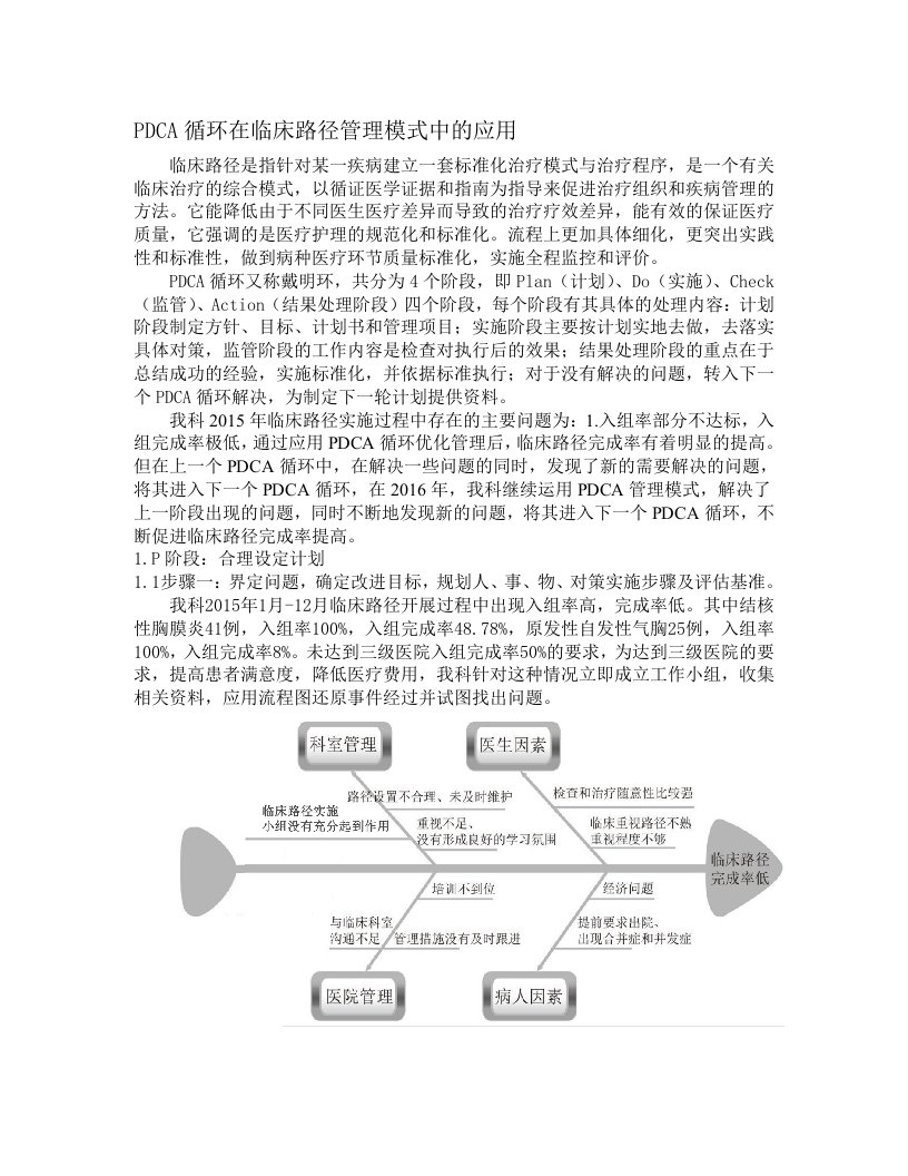 PDCA循环在临床路径管理模式中的应用