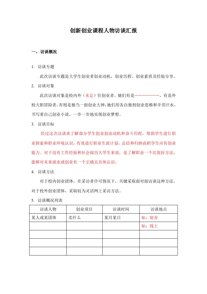 创新创业者访谈报告样稿