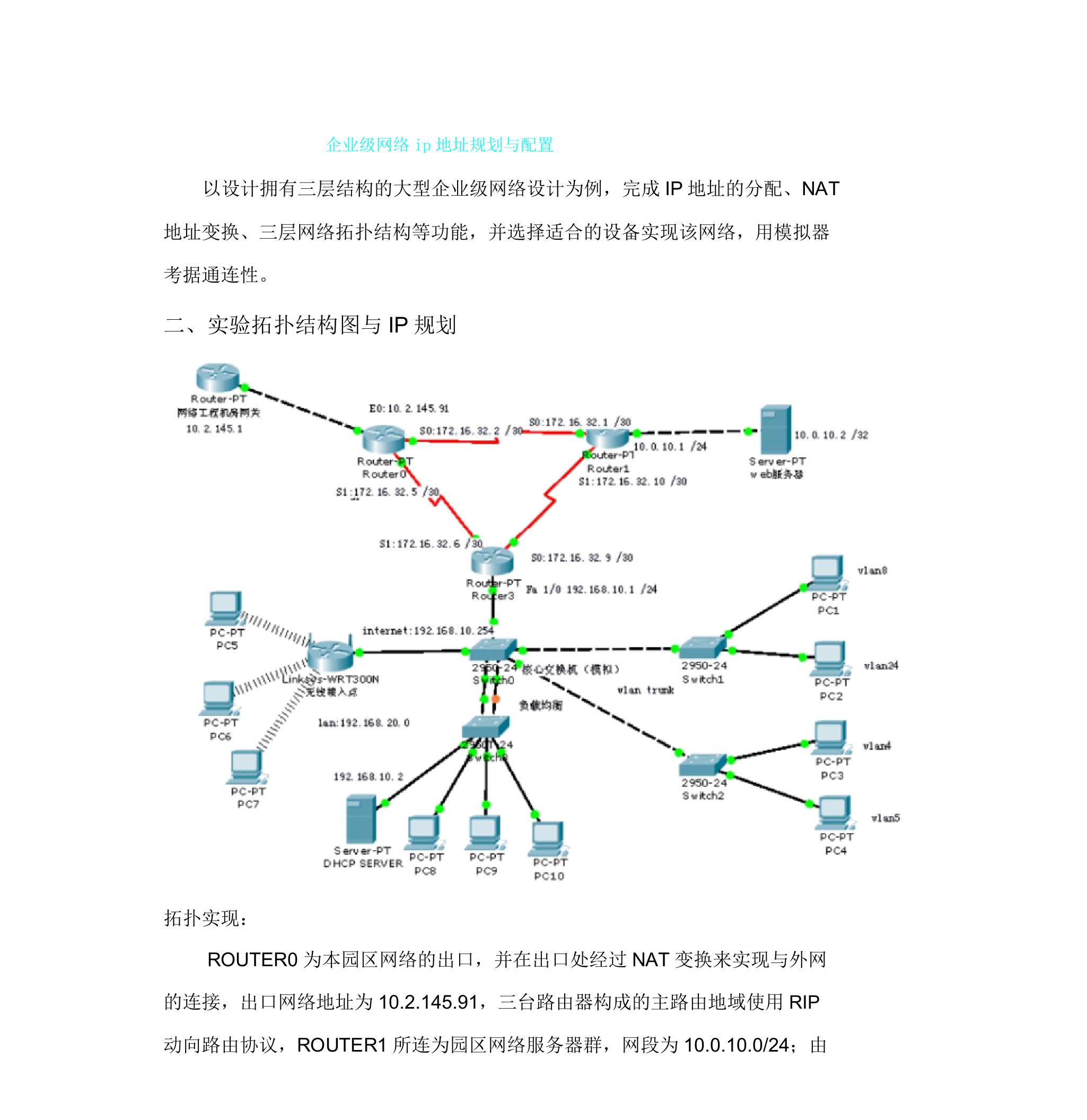 企业级网络ip地址规划及配置