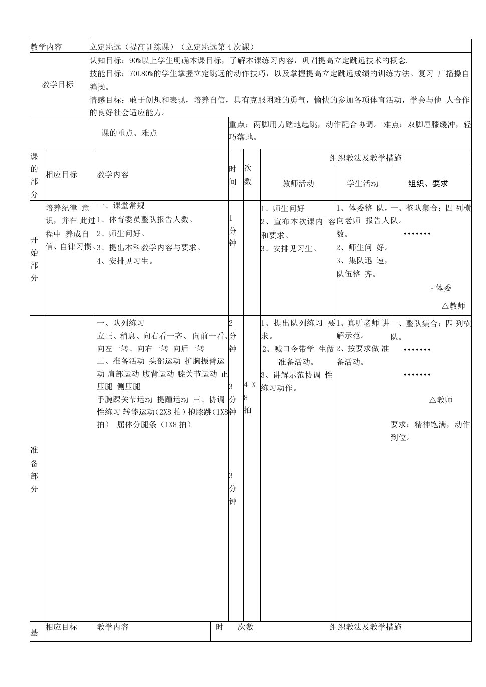 高中体育与健康人教高中必修全一册第六章　提高田径运动技能-立定跳远公开课教案