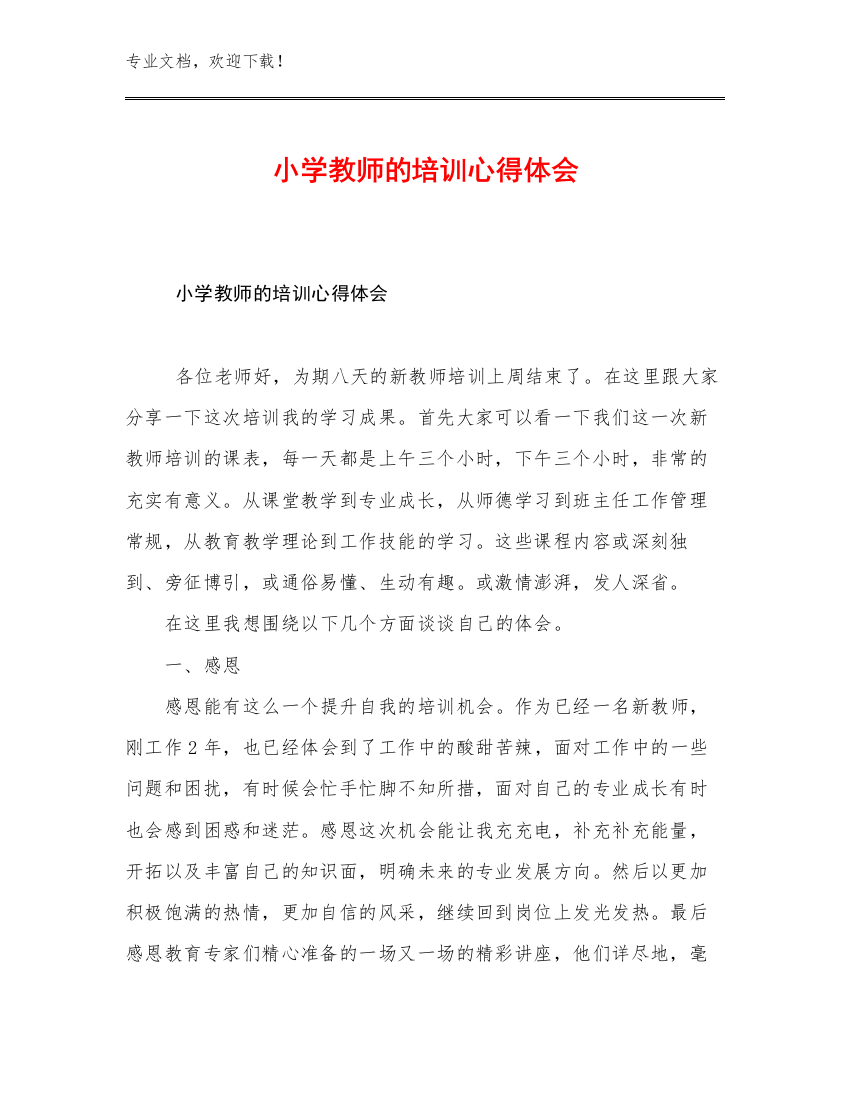 2023小学教师的培训心得体会范文18篇合辑