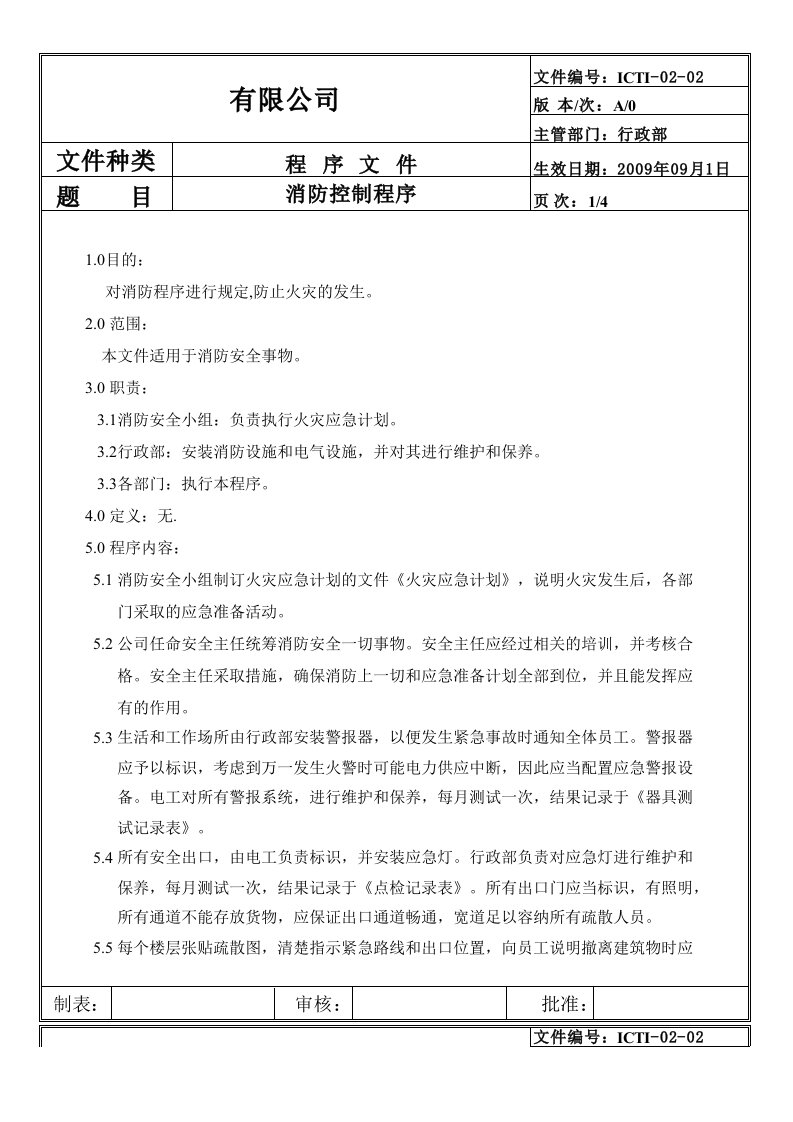 消防控制标准文件消防控制程序