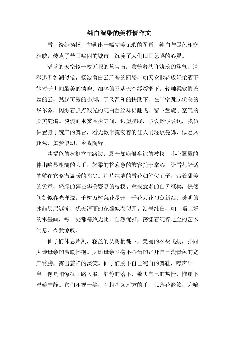 纯白渲染的美抒情作文