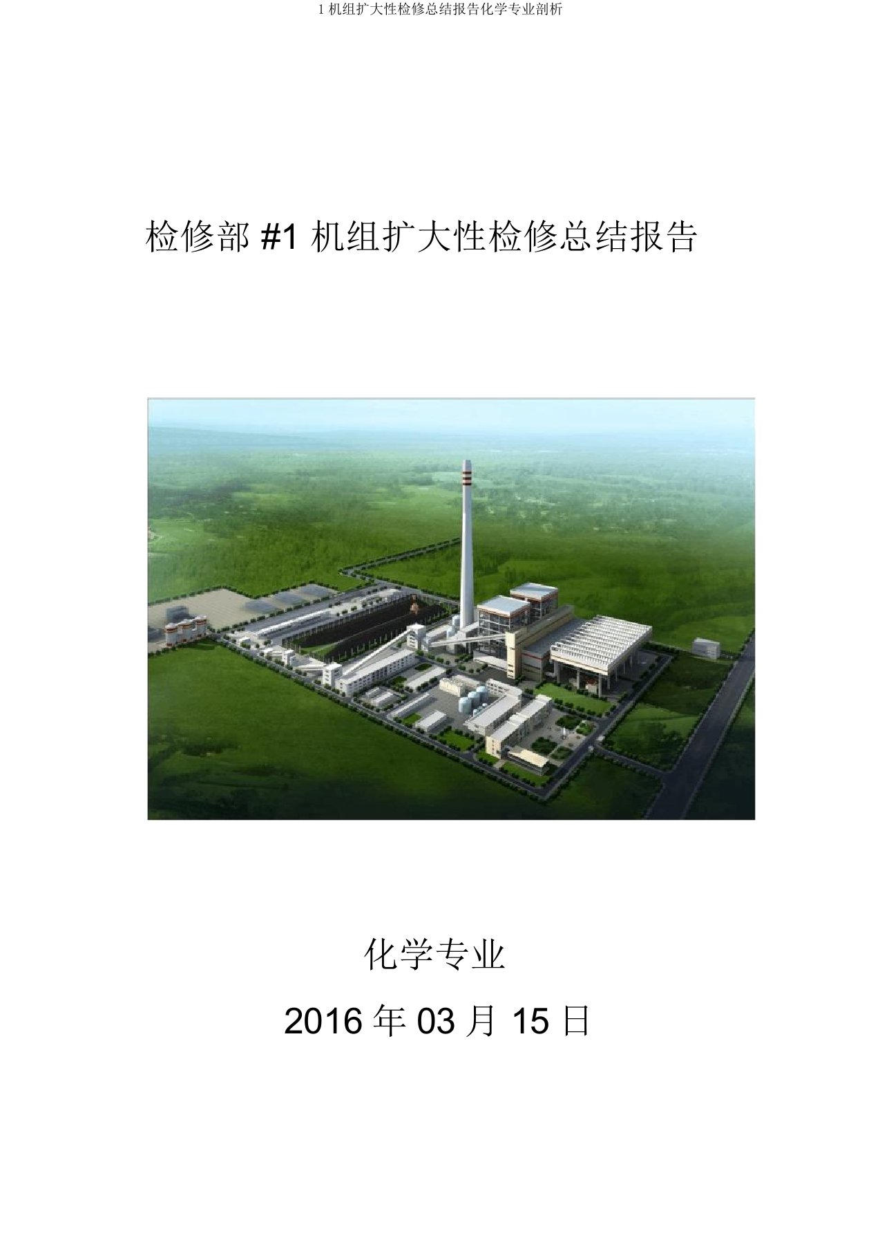 1机组扩大性检修总结报告化学专业剖析