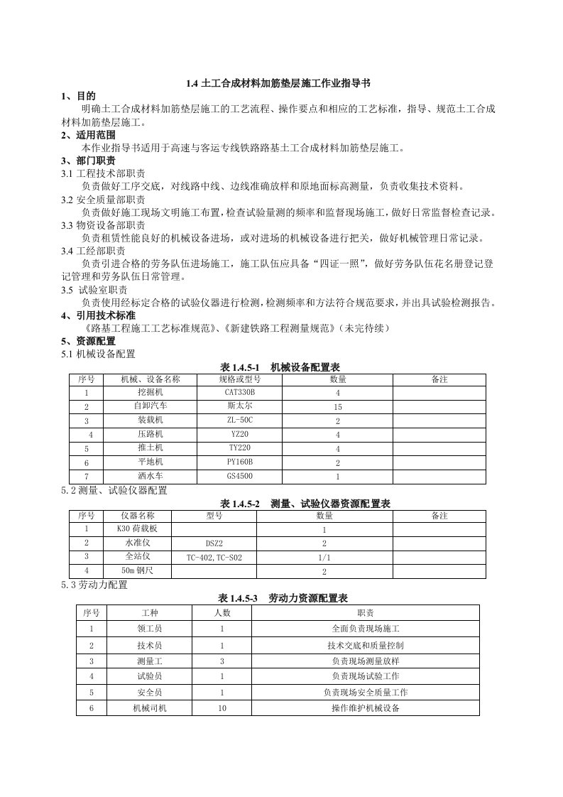 土工合成材料加筋垫层施工作业指导书