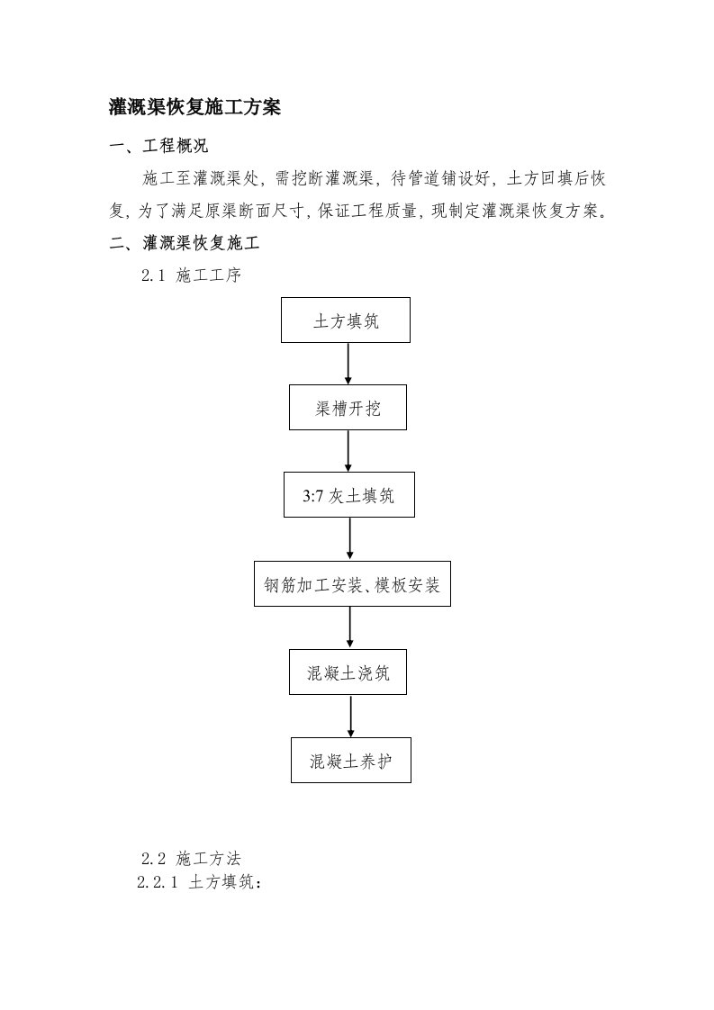 灌溉渠施工方案