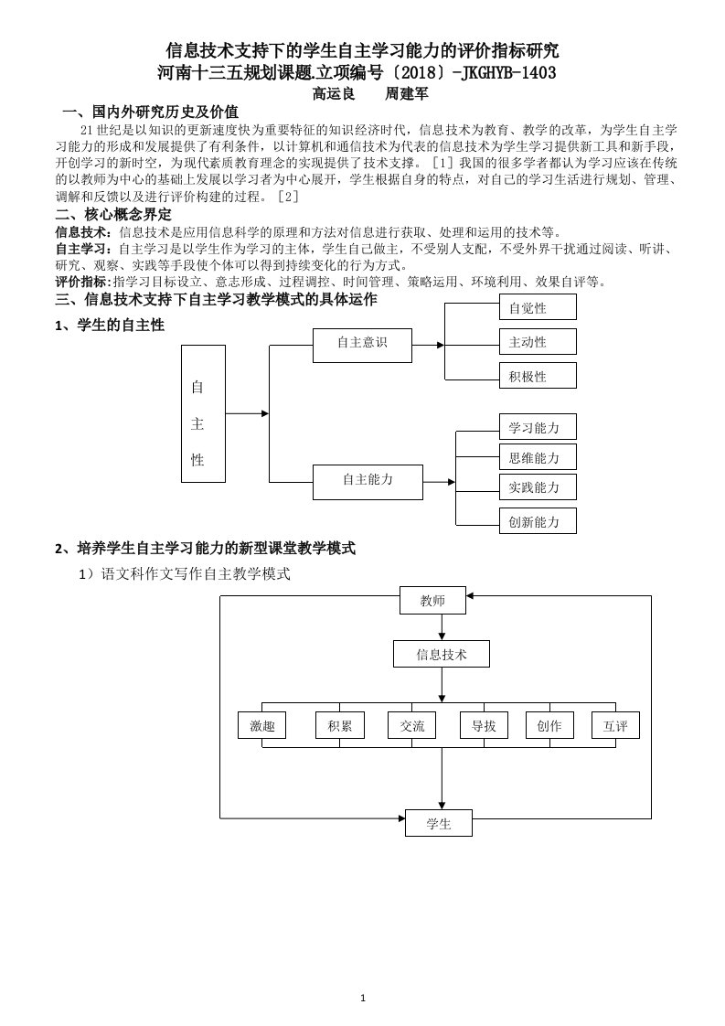 信息技术支持下的学生自主学习能力的评价指标研究（高运良、周建军）(终稿）