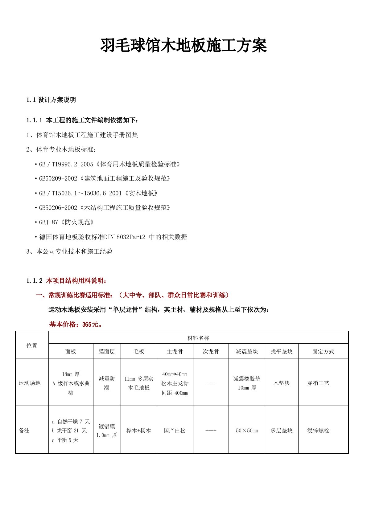 羽毛球馆木地板施工方案