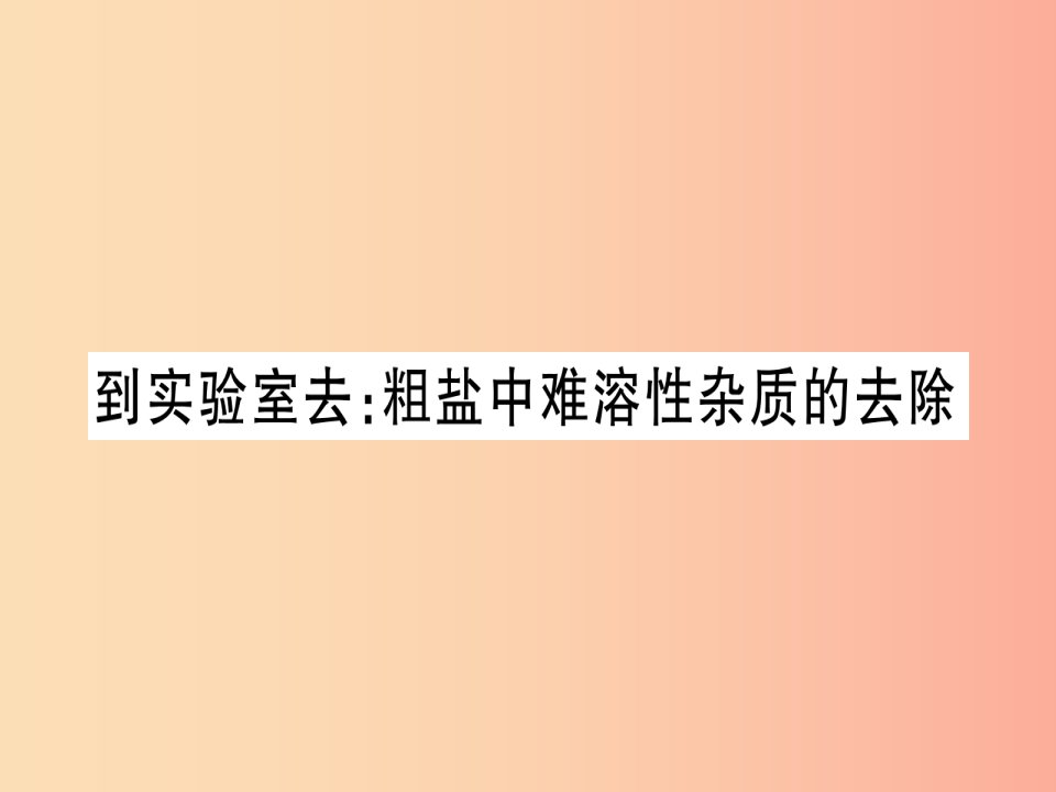 2019年秋九年级化学全册第8单元海水中的化学到实验室去粗盐中难溶性杂质的去除习题课件新版鲁教版