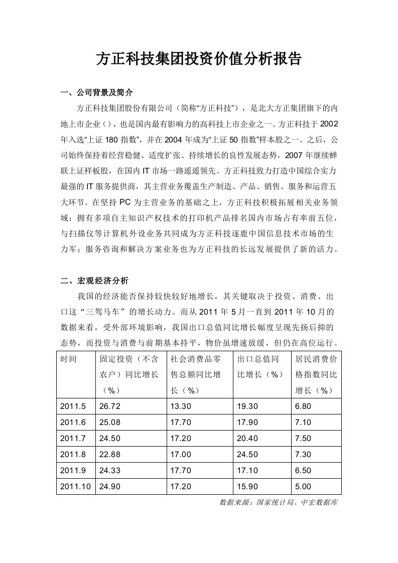 方正集团投资价值分析报告