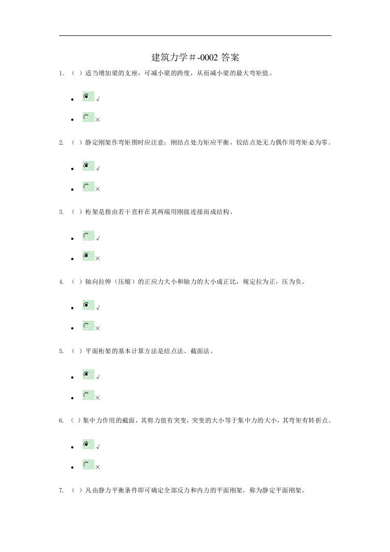 建筑力学-形考2答案