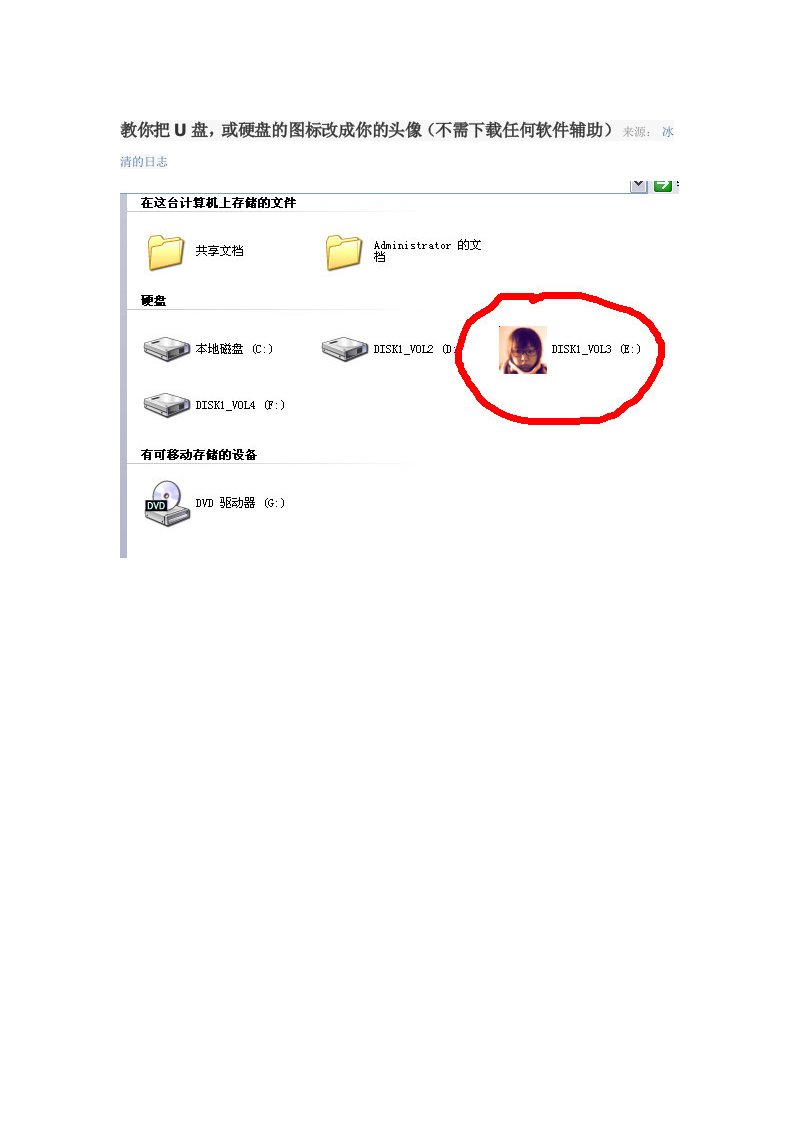 如何把U盘图标换成个人头像