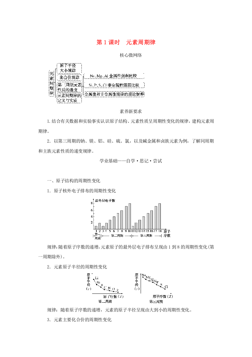 2022-2023学年新教材高中化学