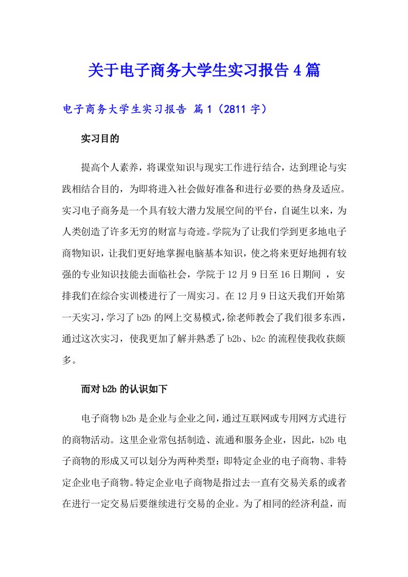 关于电子商务大学生实习报告4篇