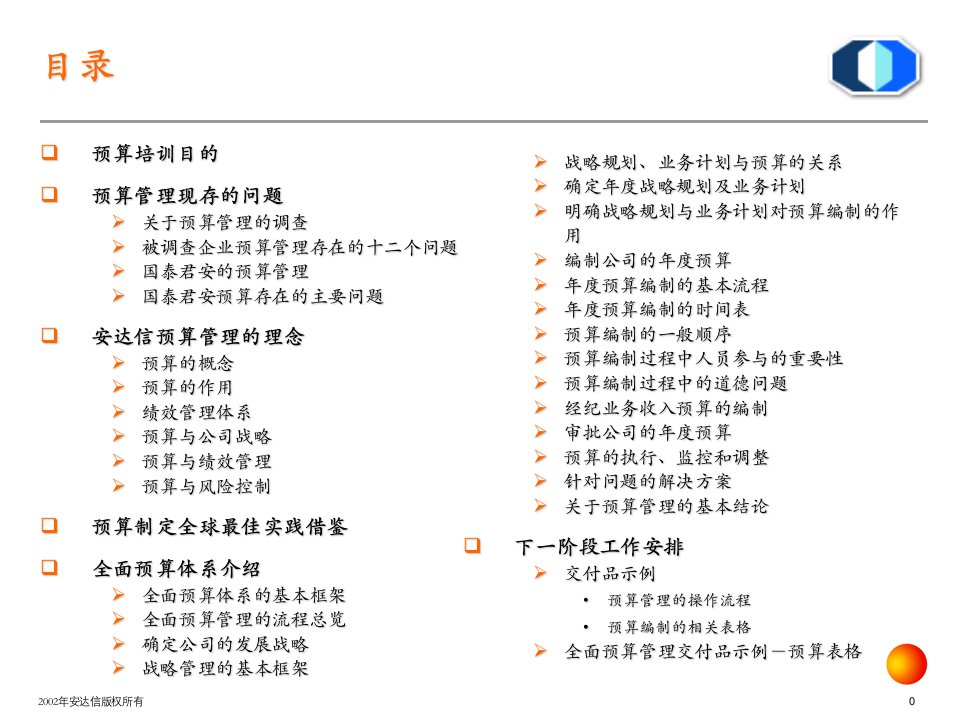 某咨询国泰君安BPR项目之全面预算体系介绍