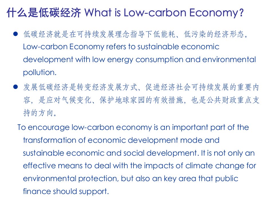 最新发展低碳经济的财政政策幻灯片