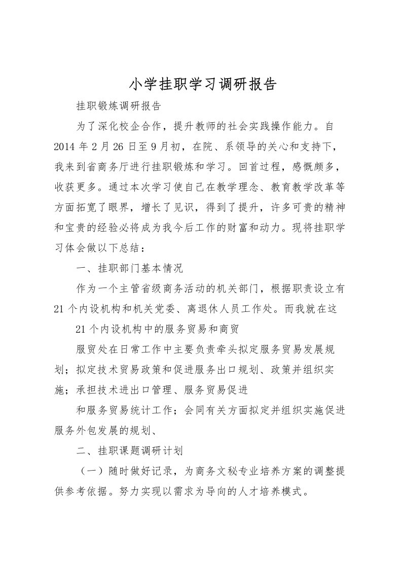 2022小学挂职学习调研报告