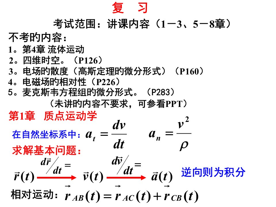 华科大学物理复习上省名师优质课赛课获奖课件市赛课一等奖课件