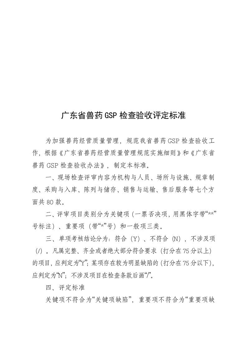 兽药经营企业GSP现场验收表