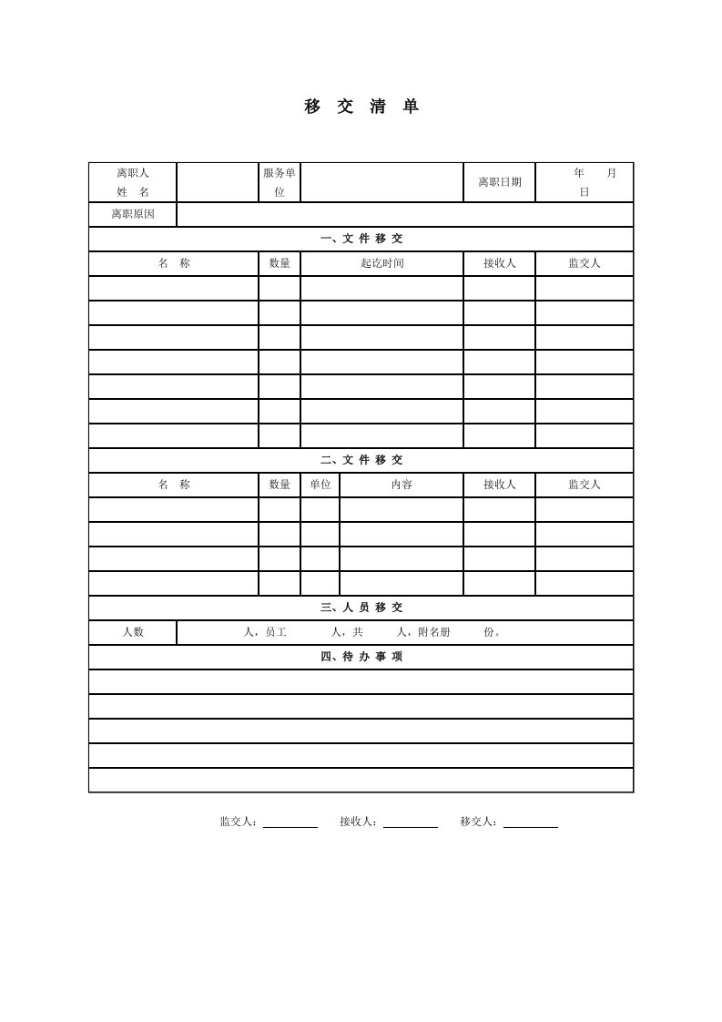 顶企业人力资源HRM-员工管理全套表格移交清