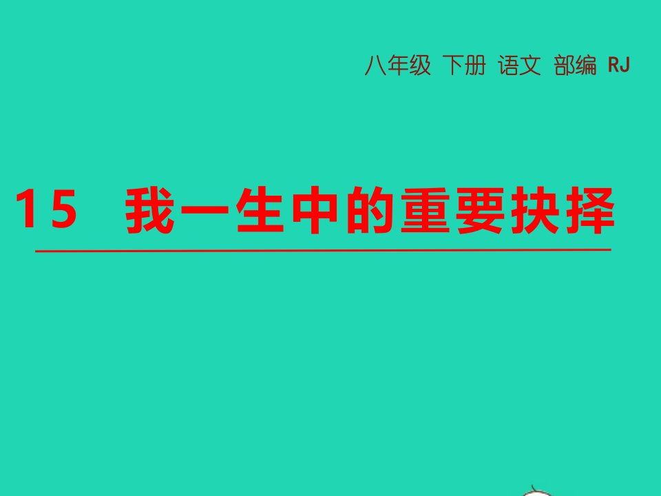 八年级语文下册第四单元15我一生中的重要抉择教学课件新人教版