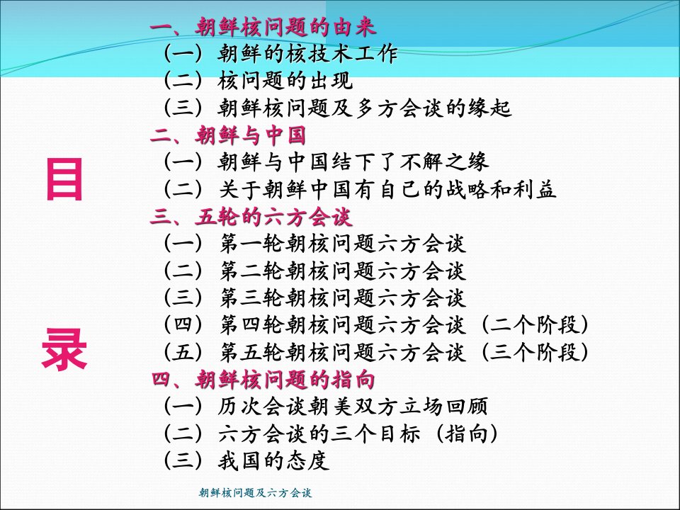 朝鲜核问题及六方会谈课件