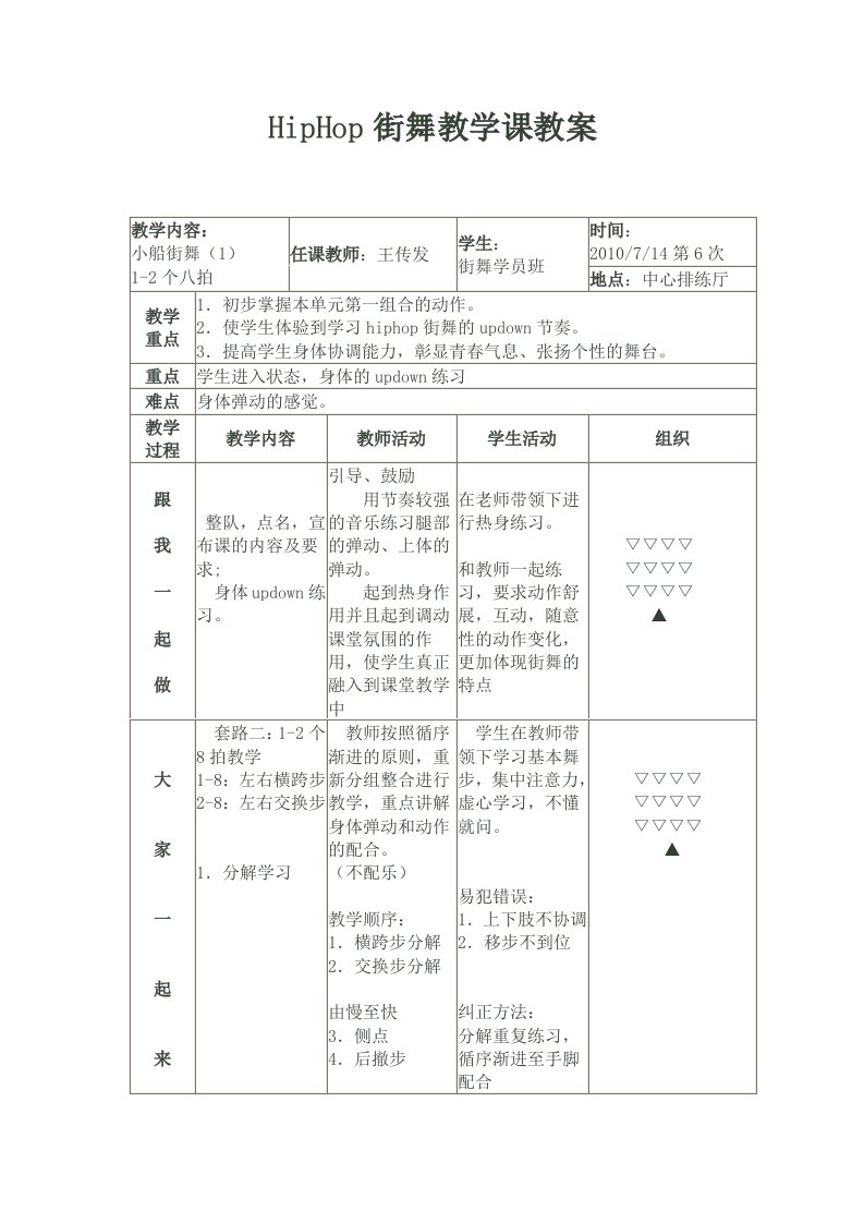 HipHop街舞教学课教案2.1