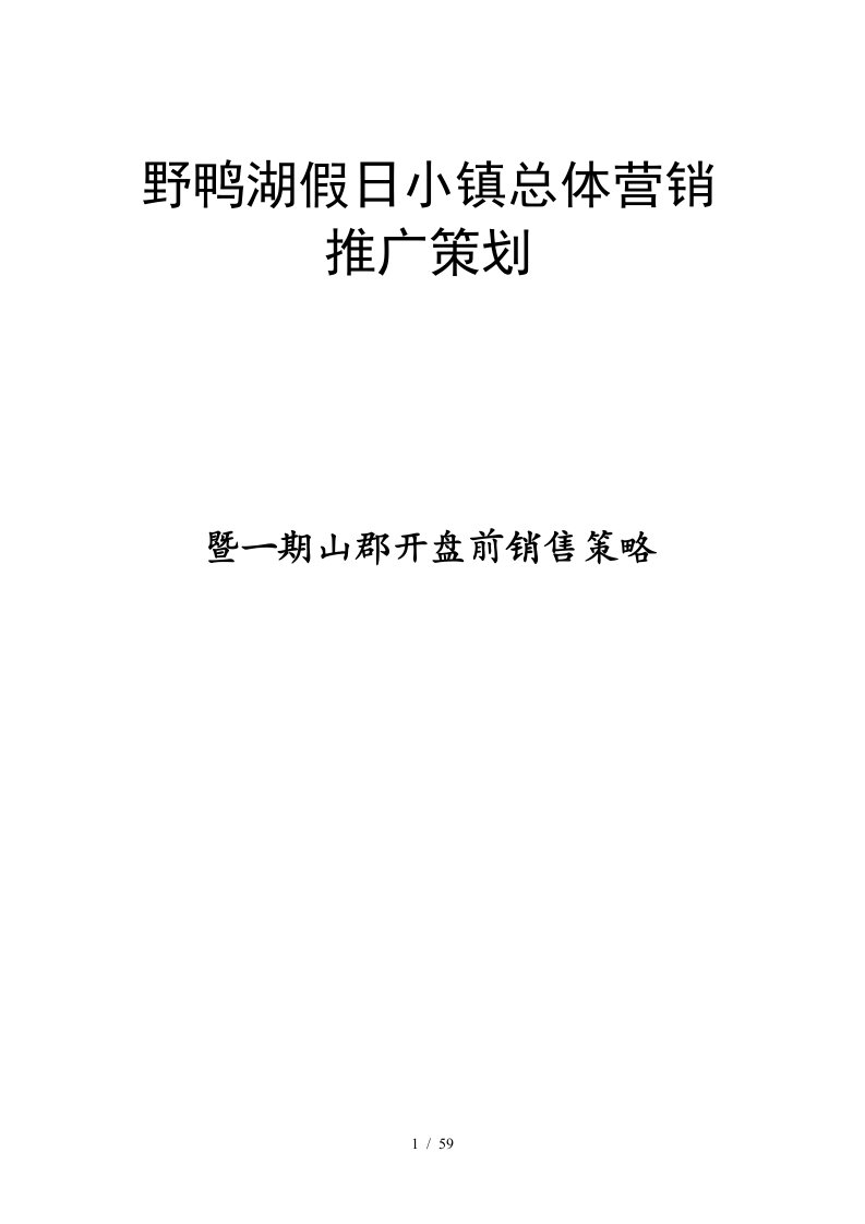 假日小镇总体营销山峮销售策略全案