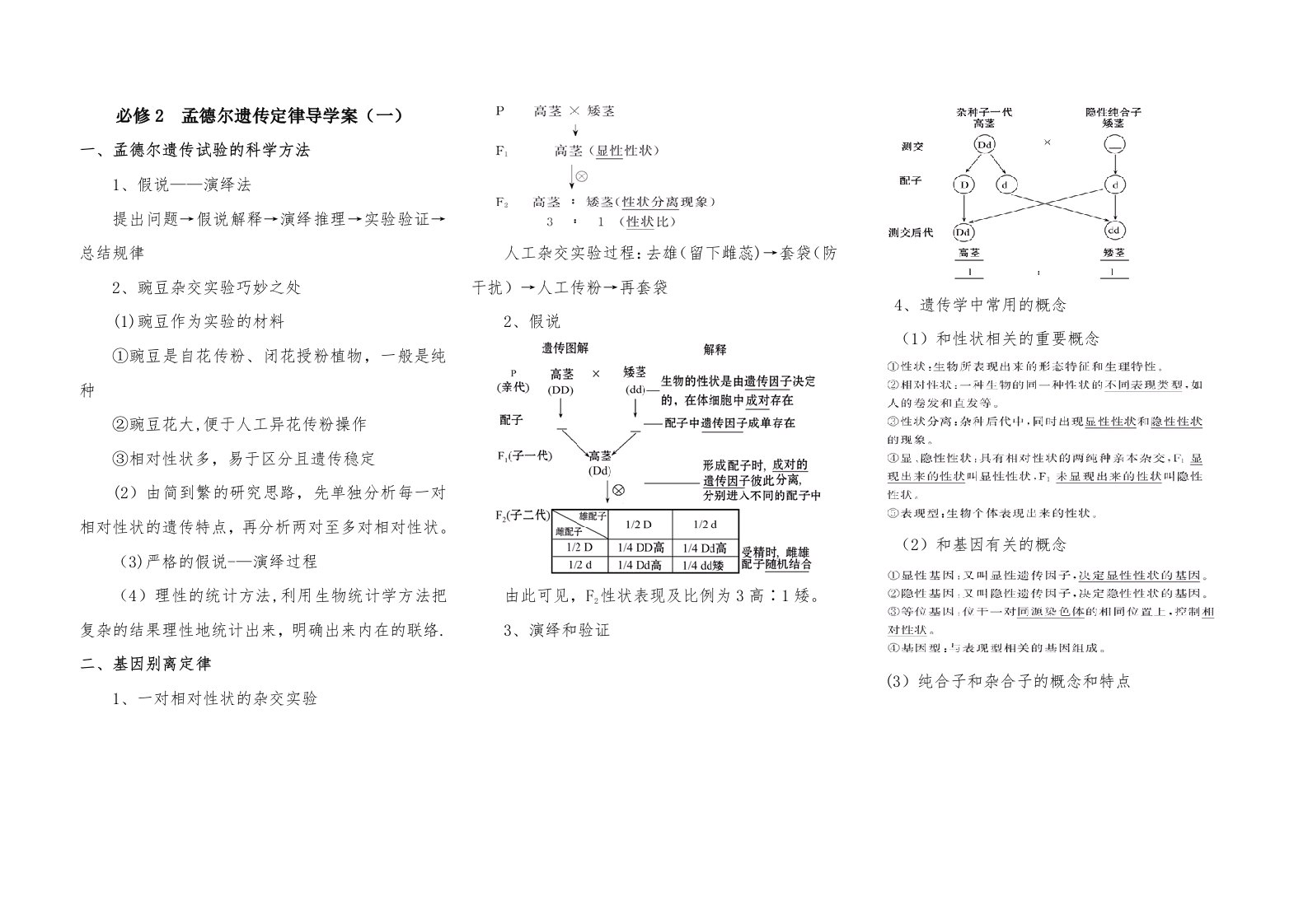 生物一轮复习必修2孟德尔遗传定律导学案1