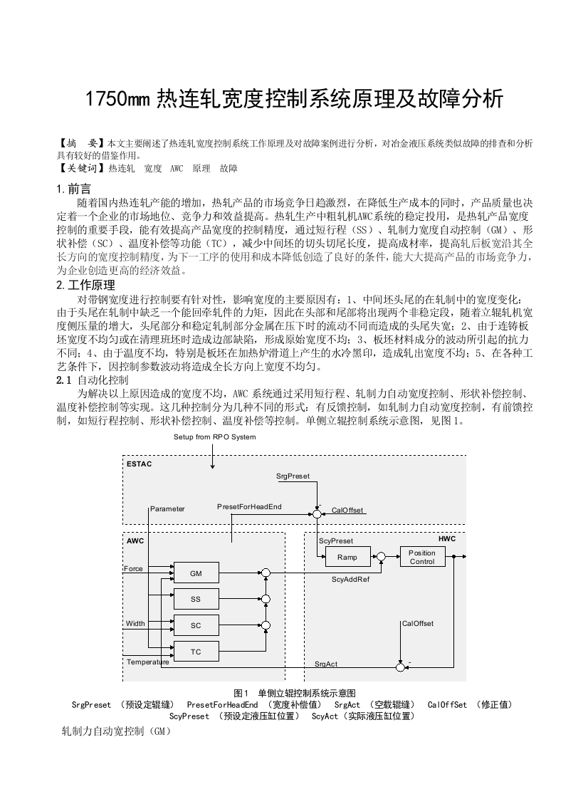 1750mm热连轧宽控制系统原理及故障分析