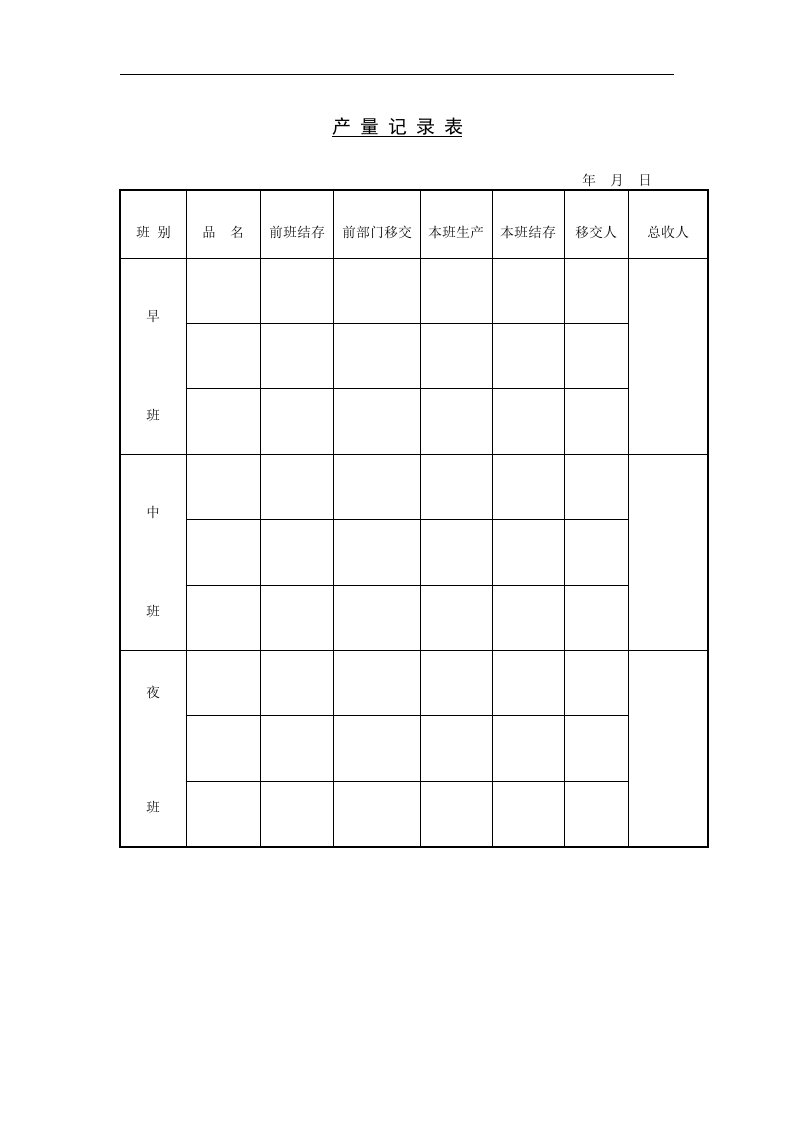 【管理精品】产量记录表(1)