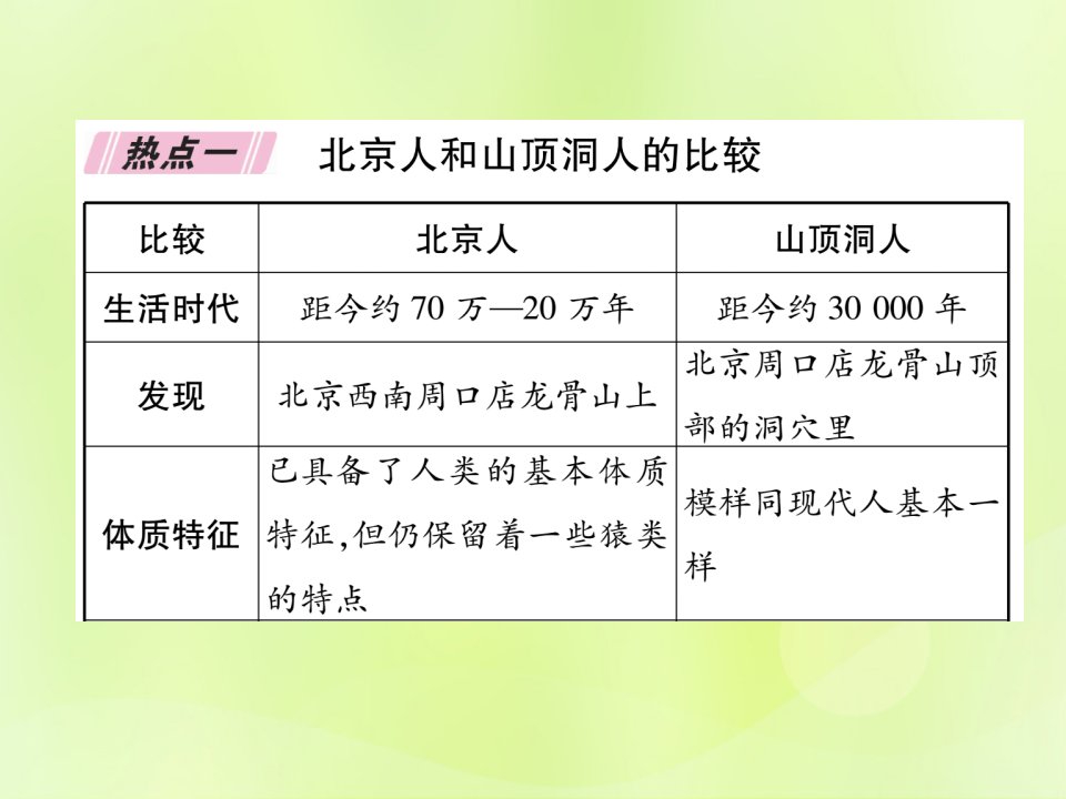 七年级历史上册热点专题1中国境内人类的活动课件新人教版