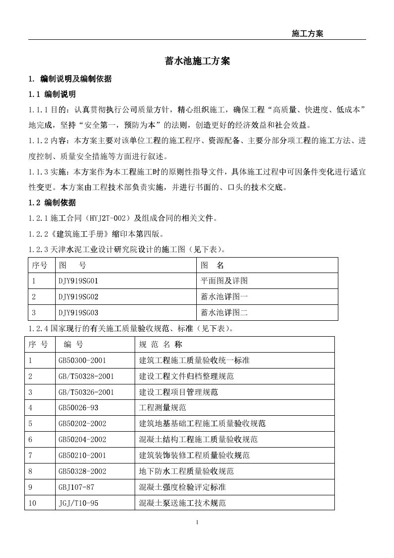 某蓄水池施工方案