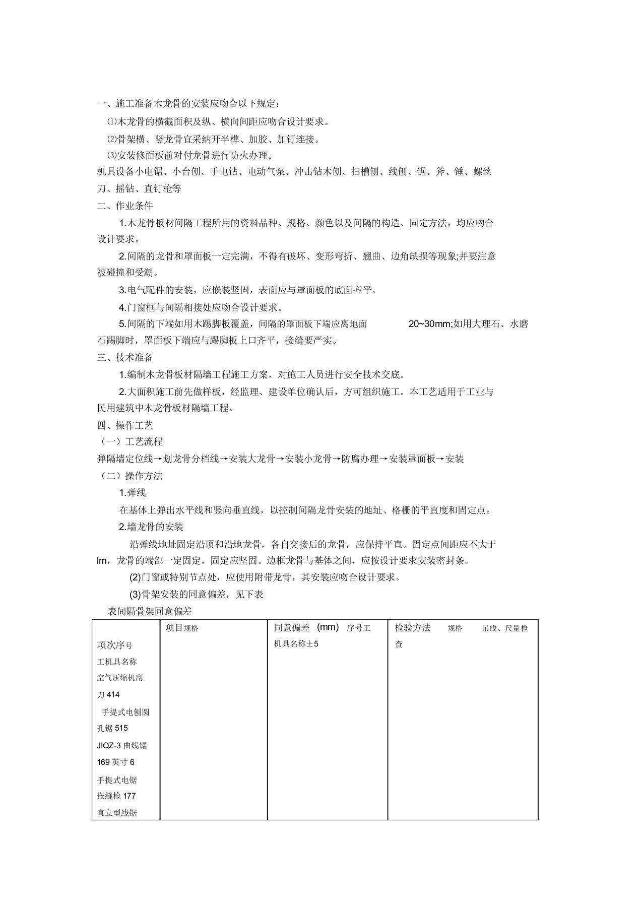 木骨架隔墙施工工艺