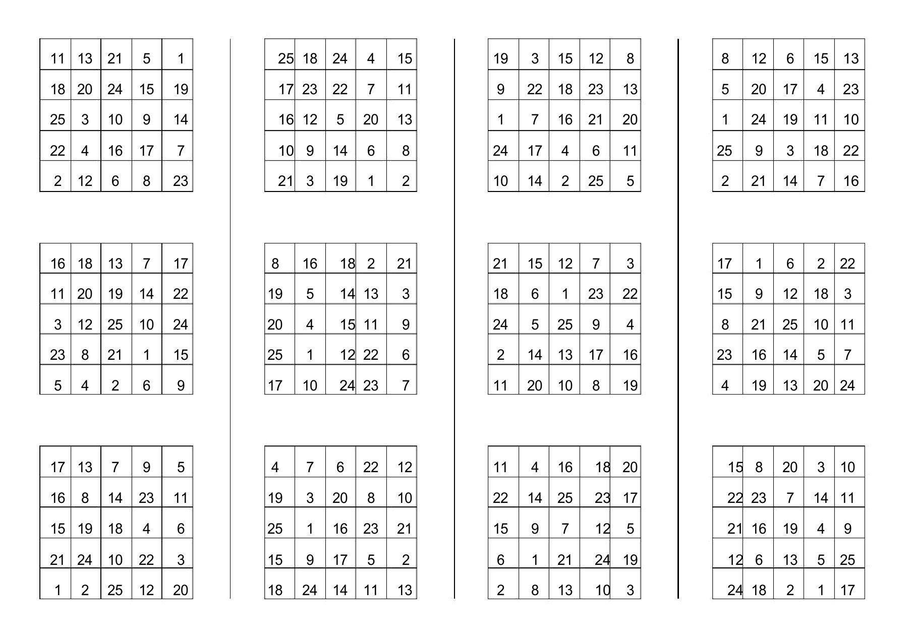 完整word版舒尔特方格标准25格、16格、9格直接打印