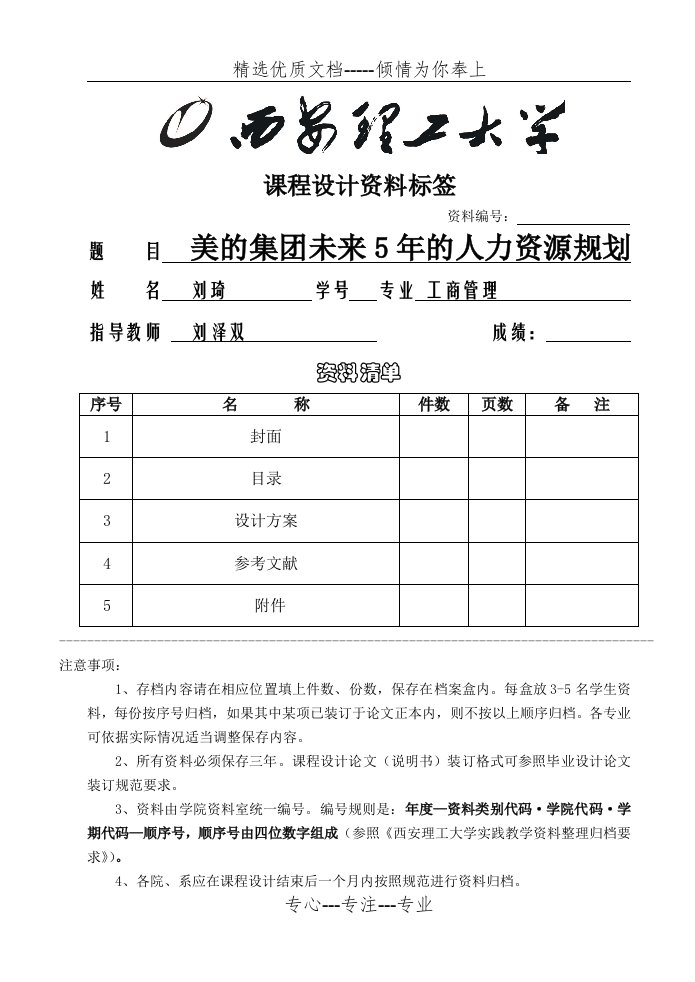 美的公司人力资源规划(共15页)