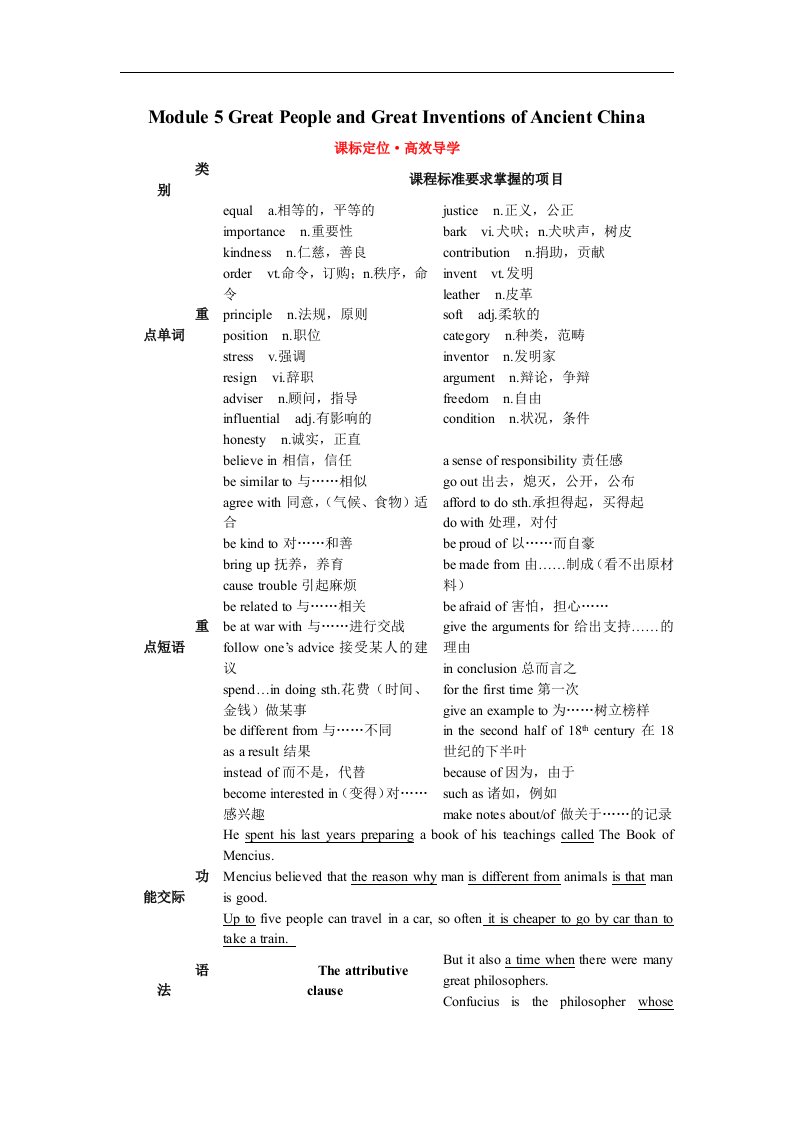 外研版高中英语必修3《Module