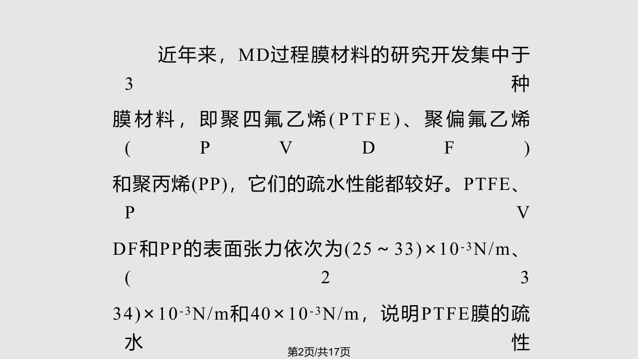 疏水膜在膜蒸馏中应用进展