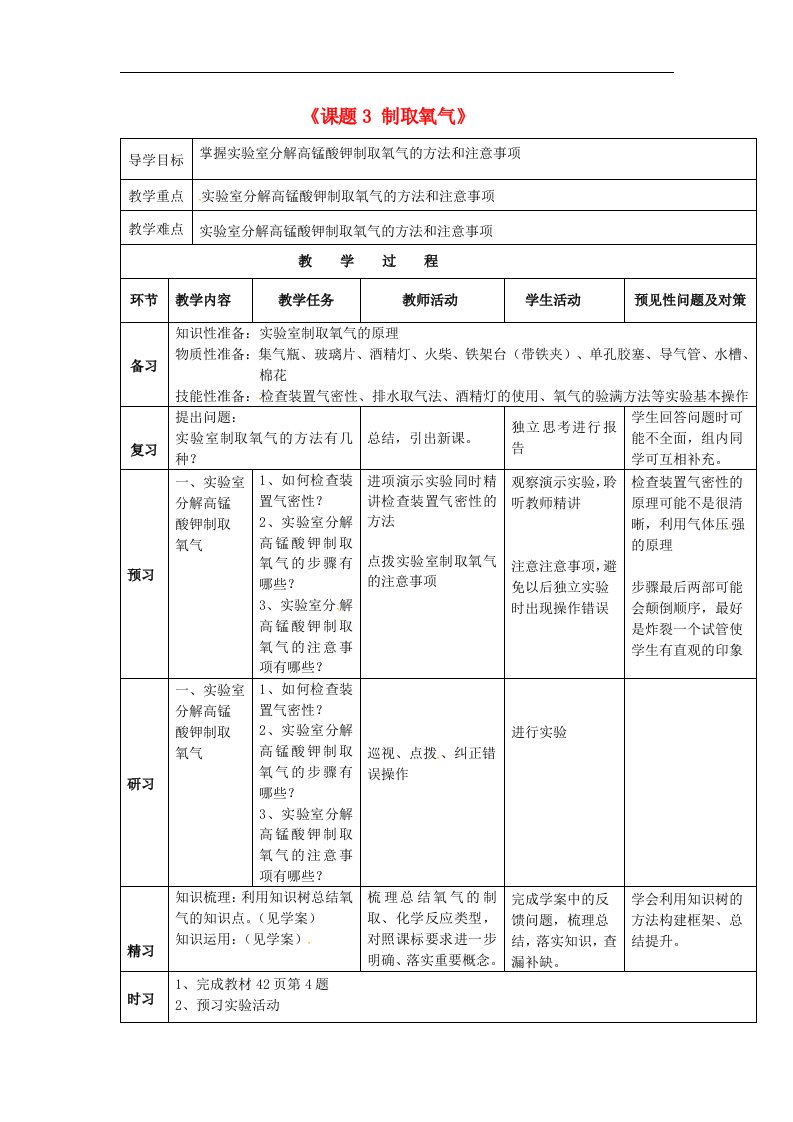 2017人教版化学九年级上册第二单元课题3《制取氧气》2