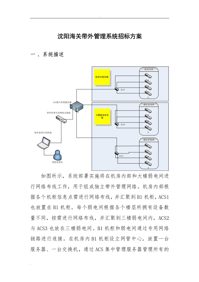 沈阳海关带外管理系统招标方案