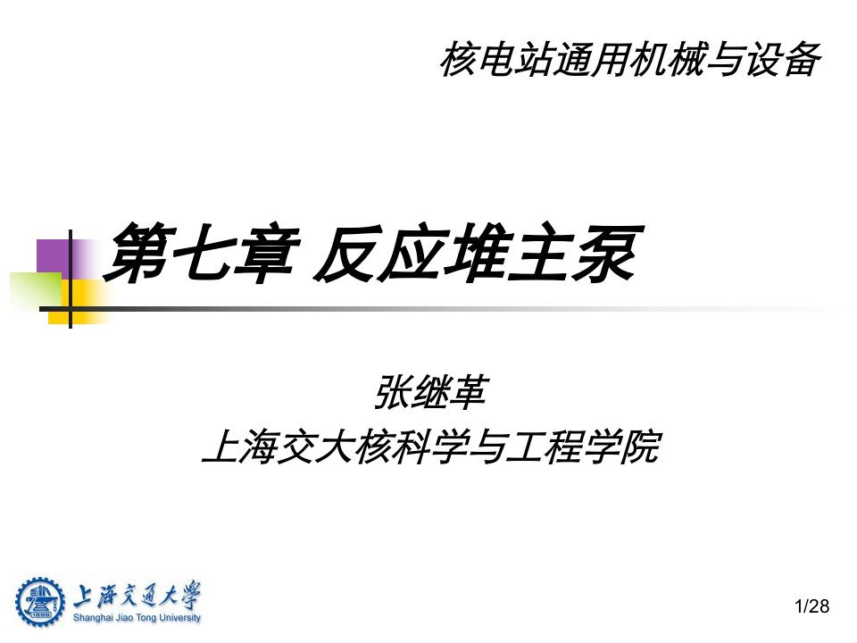 核电站通用机械与设备第七章反应堆主泵