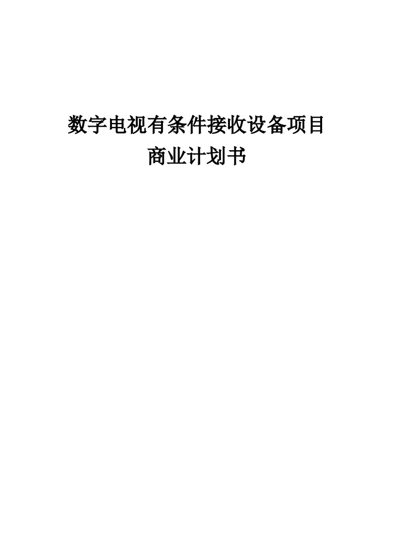 数字电视有条件接收设备项目商业计划书