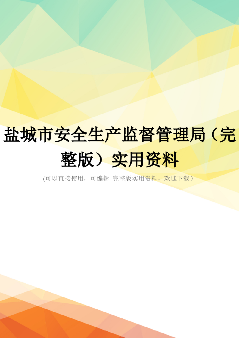 盐城市安全生产监督管理局(完整版)实用资料